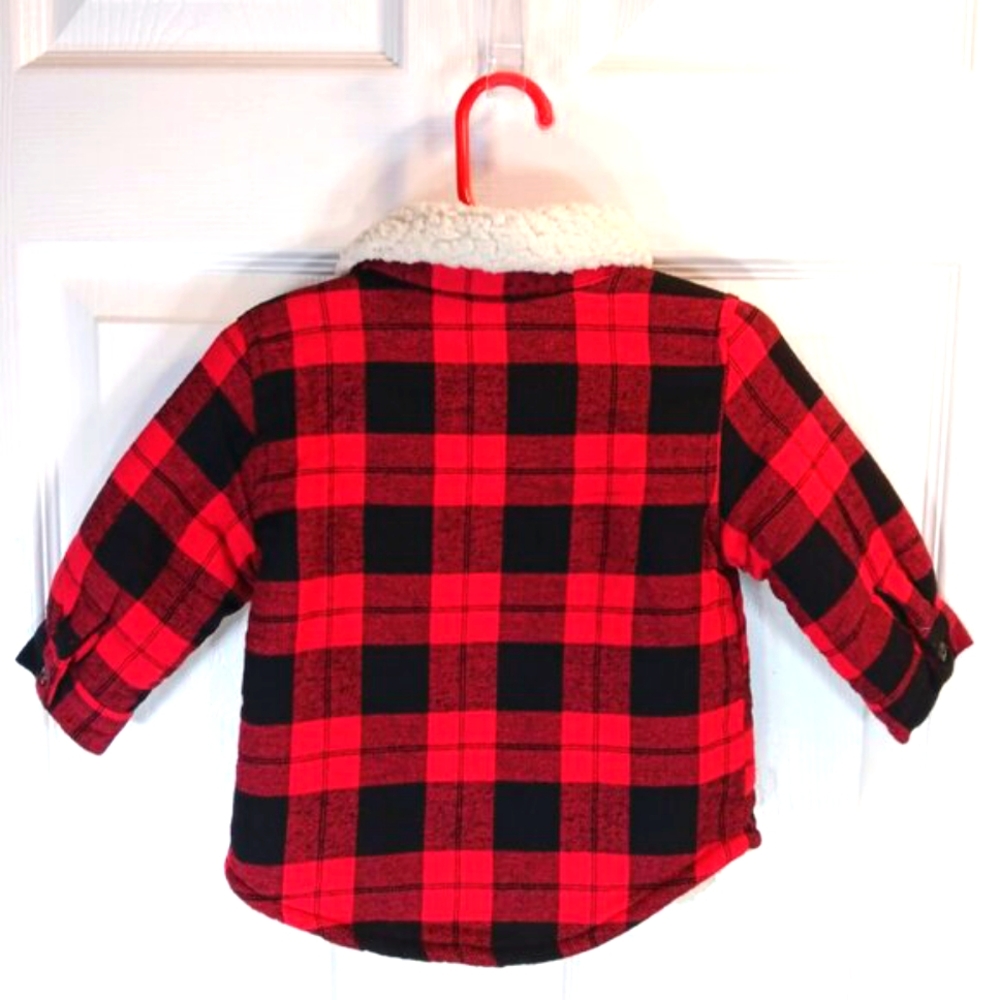 George Baby Buffalo Plaid Shacket 12-18M Cozy Sherpa Lined Jacket Cottagecore - Picture 6 of 11
